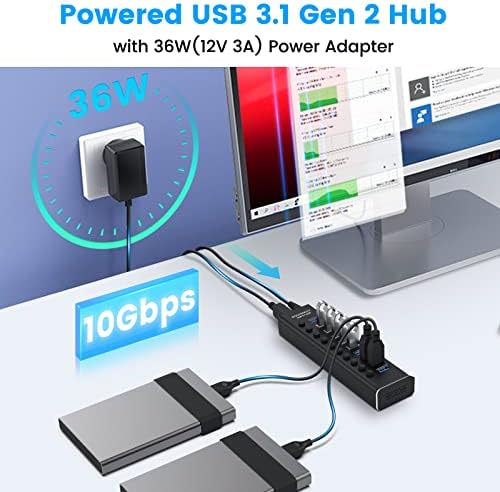 Rosonway 10-портов USB 3,1 hub 10 gbps + RSHTECH 4-портов USB3,0 hub