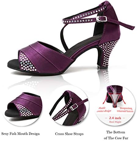 Дамски Професионални Обувки за Латино Танци iCKER, Сатенени Обувки за Балните танци Салса, Сватбени Обувки за