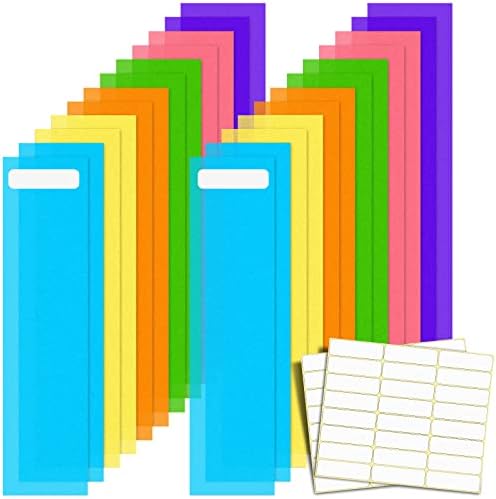 24 Опаковки, Цветни Разделители за библиотечни книги Библиотека разделители за рафтове със стикери-етикети Цветни