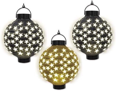 Beistle, Висящи Хартиени Фенери със Светещи Звезди от 3 елементи за Коледна украса, Аксесоари за Тематични Партита,